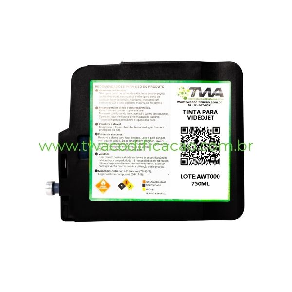 Tinta Preta Compatível com 401 Base Acetona para Datadores Videojet